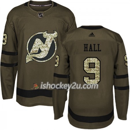 Mænd NHL New Jersey Devils Trøje Taylor Hall 9 Adidas 2017-2018 Camo Grøn Authentic